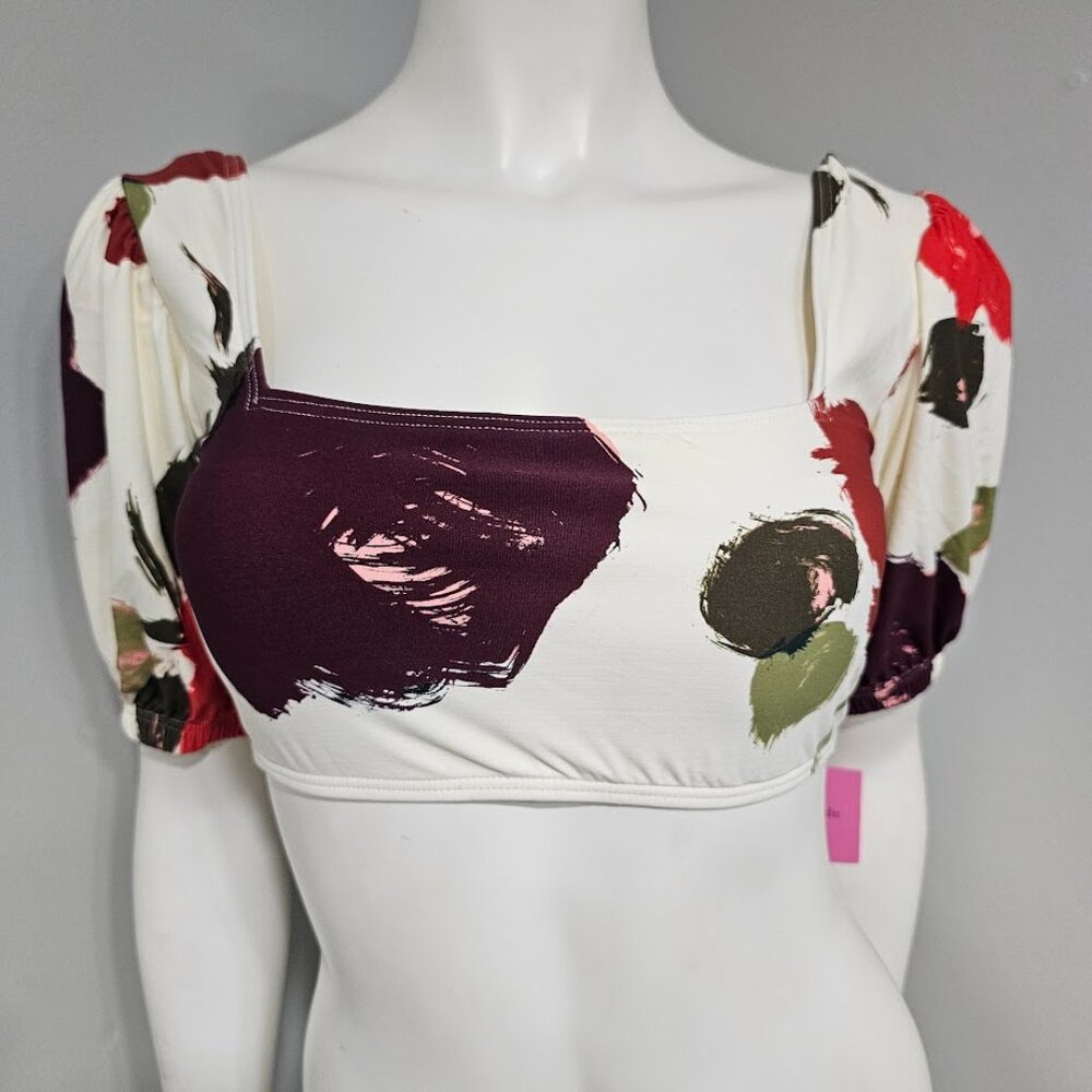 Kate Spade New York Just Rosy Puff Sleeve Bikini Top - Picture 2 of 8